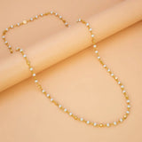 Gold Plated Big Pearl And Golden Beads Mala Chain featuring big pearl beads and golden faceted beads on a gold chain.