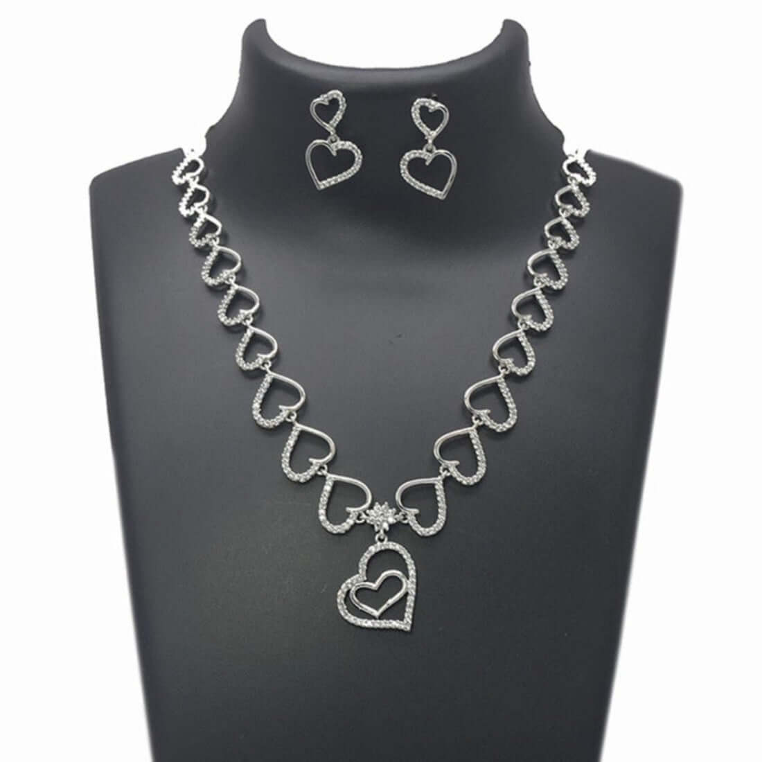 Premium-fashion-silver-polish-ad-hearts-necklace-set