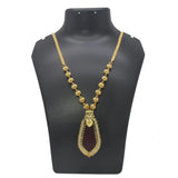 Premium Gold Plated Ball Necklace With Nagapadam Pendant showcasing intricate design and ruby accent.