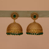 Premium Matte Dome Crystal Drop Jhumka Earrings