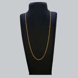 Light-Weight Gold Plated Pulimurugan Chain displayed on a black bust, showcasing its elegant round links.
