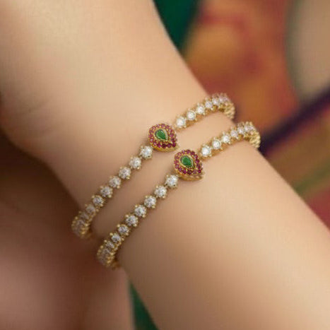 Regal Gold Plated ruby emerald bangles