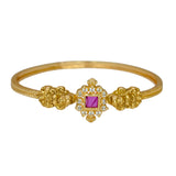 Exquisite Antique Gold Plated Ruby CZ Lakshmi Bangle