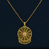 Gold Plated Web Design Floral Ruby CZ Stone Pendant