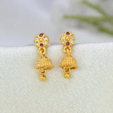 Floral Ruby CZ Stone Small Kids Jhumka