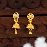 Floral Ruby CZ Stone Small Kids Jhumka