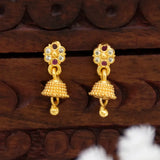 Floral Ruby CZ Stone Small Kids Jhumka