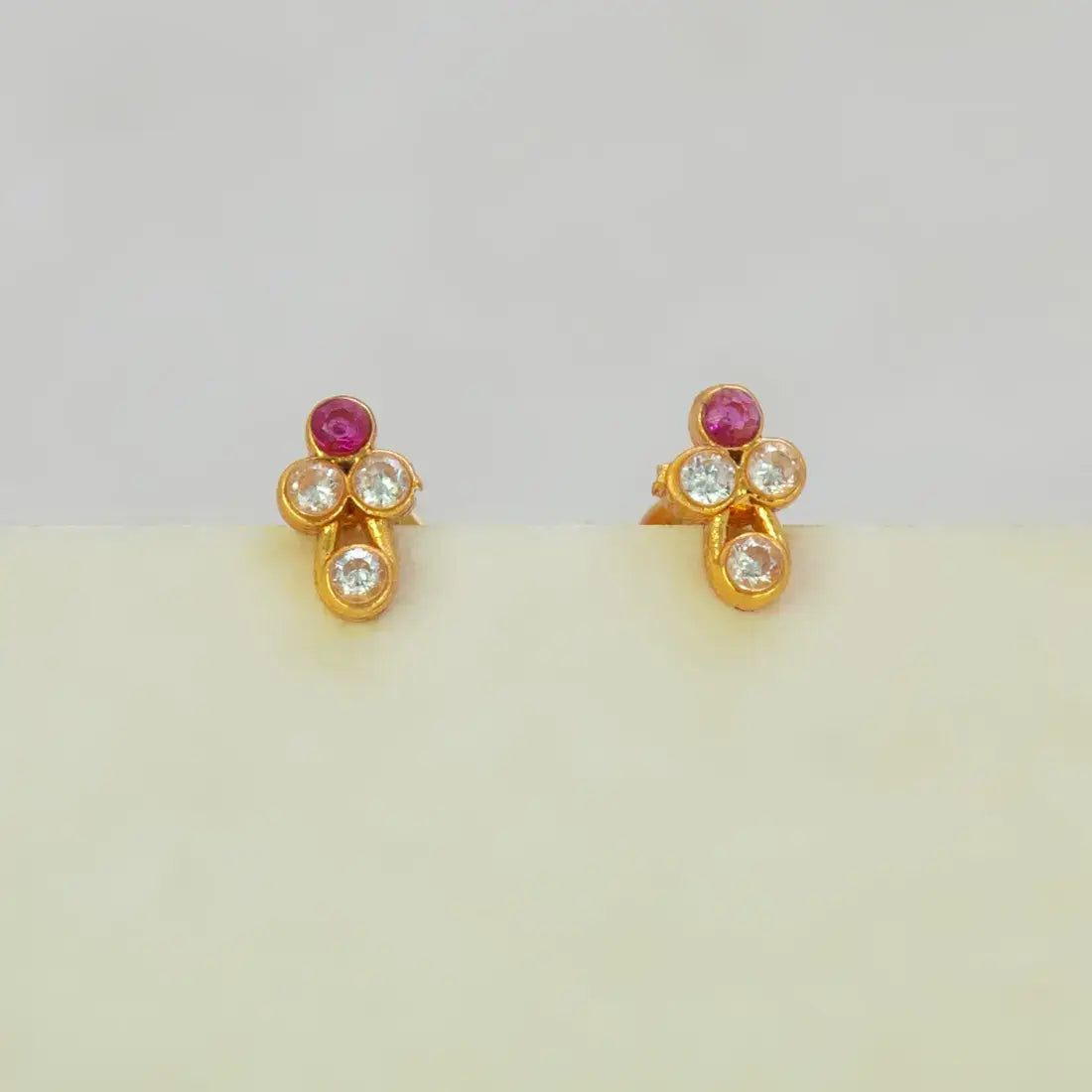 Cute Stone Studs for Second Lobe, Nose & Kids with floral design and sparkling stones.