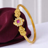 Exquisite Antique Gold Plated Ruby CZ Lakshmi Bangle