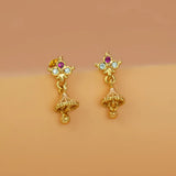 Ruby CZ Stone Small Kids Jhumka Earrings