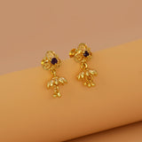 Cute Small Gold-Plated Red Stone Kids Jhumka Earrings