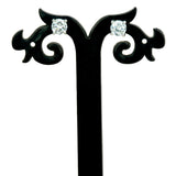 Silver-Tone-CZ-Solitaire-Stud-Earrings-Dmo