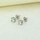 Silver-Tone-CZ-Solitaire-Stud-Earrings