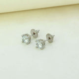 Silver-Tone-CZ-Solitaire-Stud-Earrings