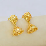 Simple Gold Foamed Jhumka Earrings showcasing delicate filigree foam-work in gold.
