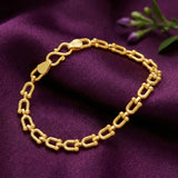 Unisex Gold-Plated Simple U-Link Chain Bracelet