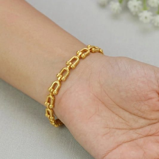 Unisex Gold-Plated Simple U-Link Chain Bracelet