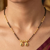 Gold Plated Black CZ Stone Tear Drop Pendant Mangalsutra