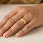 Classic Plain Gold-Plated Dome Band Ring