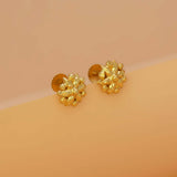 Small Gold-Plated Floral Round Ear Studs