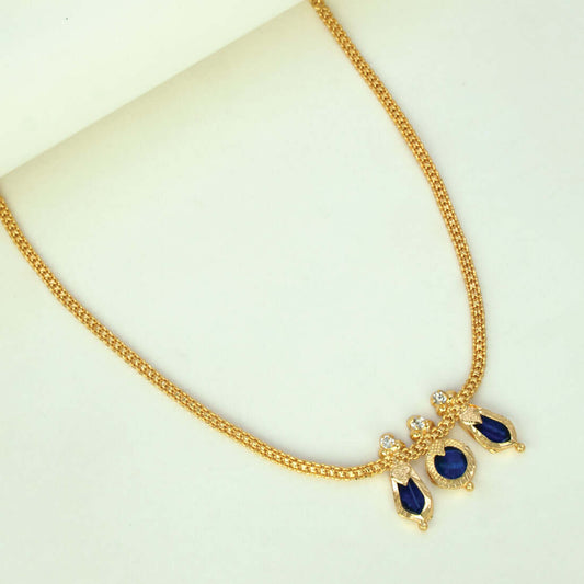 Simple Three Petal Gold-Plated Nagapadam Necklace