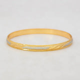 Diagonal Textured Two-Tone Gold & Rhodium Plated Bangle
