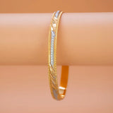 Diagonal Textured Two-Tone Gold & Rhodium Plated Bangle