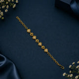 Gold Plated Stones and Outline Heart Bracelet featuring alternating heart links with sparkling stones.