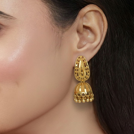Small Gold Plated Leaf Stud Umbrella Jumkas