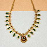 South Indian Traditional Nagapadam Necklace - 8 Stone- Green