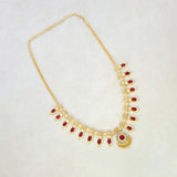 South Indian Traditional Nagapadam Necklace - 8 Stone-Red
