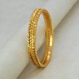 Traditional Wheat Design Gold Plated Bangles showcasing intricate woven craftsmanship and a signature spiral leaf pattern.