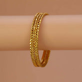 Traditional Wheat Design Gold Plated Bangles showcasing intricate woven craftsmanship and a signature spiral leaf pattern.