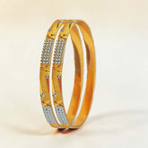 Splendid Two-Tone Gold Plated Bangles showcasing elegance and modernity with high-quality brass material and gold plating.