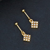 Modern Geometric Square Design CZ Bugadi Earrings