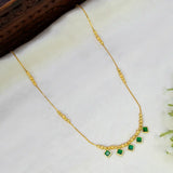 Gold Plated Square Green Crystal Hanging Necklace