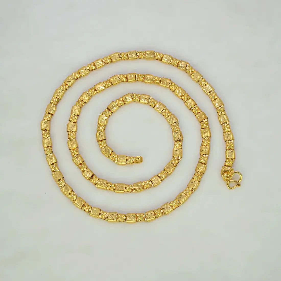 Designer Gold Plated Block Flower Chain