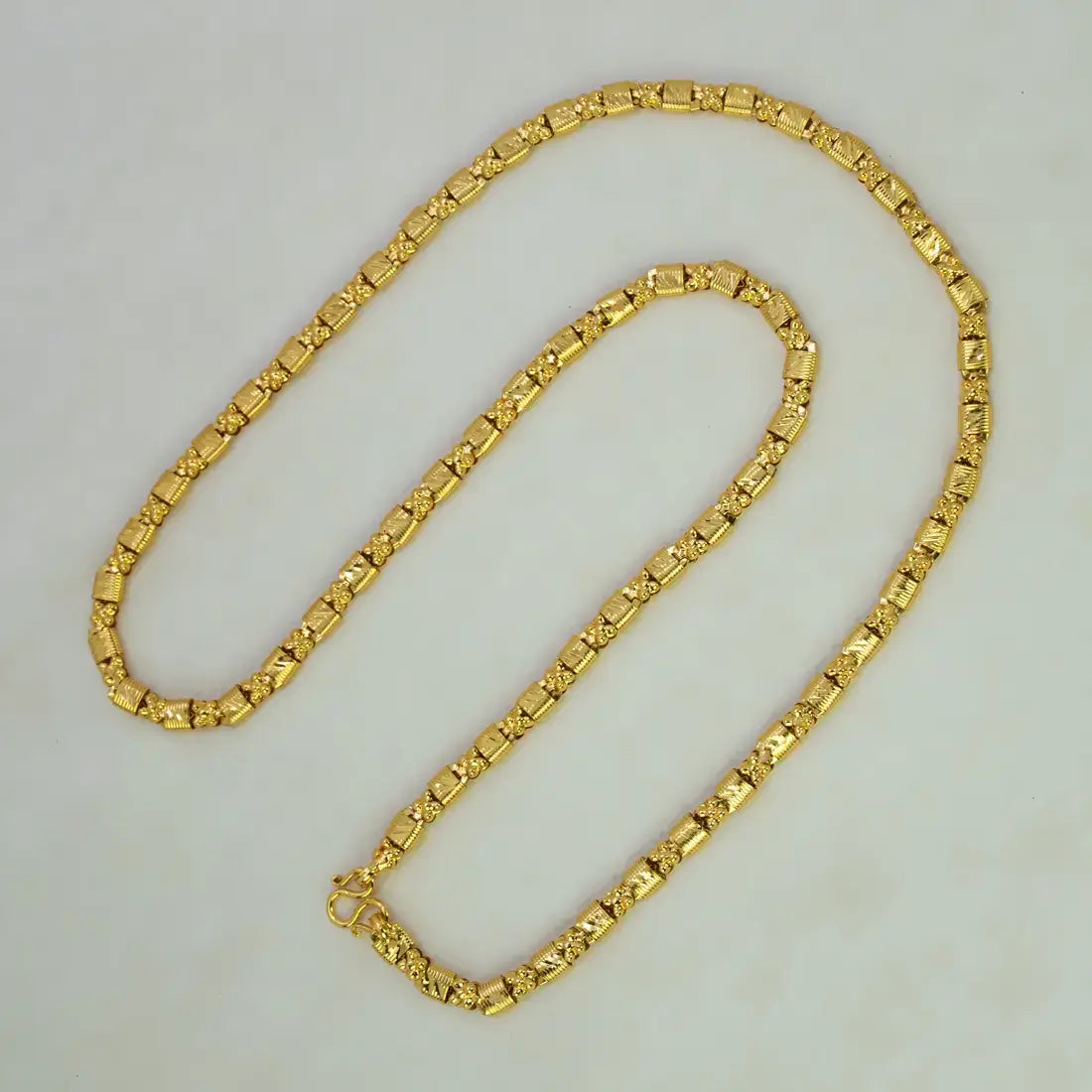 Designer Gold Plated Block Flower Chain