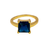 Trendy Gold Plated Blue Sapphire Stone Finger Ring