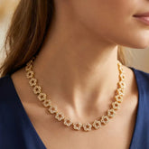 Gold Plated Star Design CZ Stone Necklace | Cubic Zirconia Statement Jewelry for Women, featuring dazzling star-shaped stones.