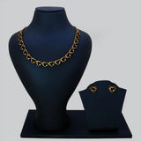 Victorian Antique Gold Stone Heart Necklace Set displayed on a black bust with matching earrings.
