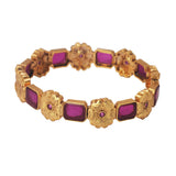Antique Gold Plated Big Square Ruby Screw Bangle Kada