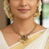 Antique Floral Multi Kemp Stone Necklace Set