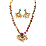 Antique Floral Multi Kemp Stone Necklace Set