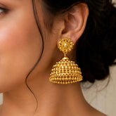 Big Golden Beads Design Bridal Umbrella Jhumka