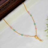 Stunning Gold Plated Pastel Beads CZ Pendant Chain