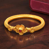 Style Club Matte Gold Plated Floral Kada Bangle