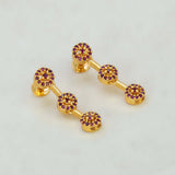 स्टाइलिश गोल्ड-प्लेटेड ट्रिपल फ्लोरल सीजेड ड्रॉप इयररिंग्स