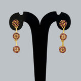 Stylish Gold-Plated Triple Floral Ruby Drop Earrings