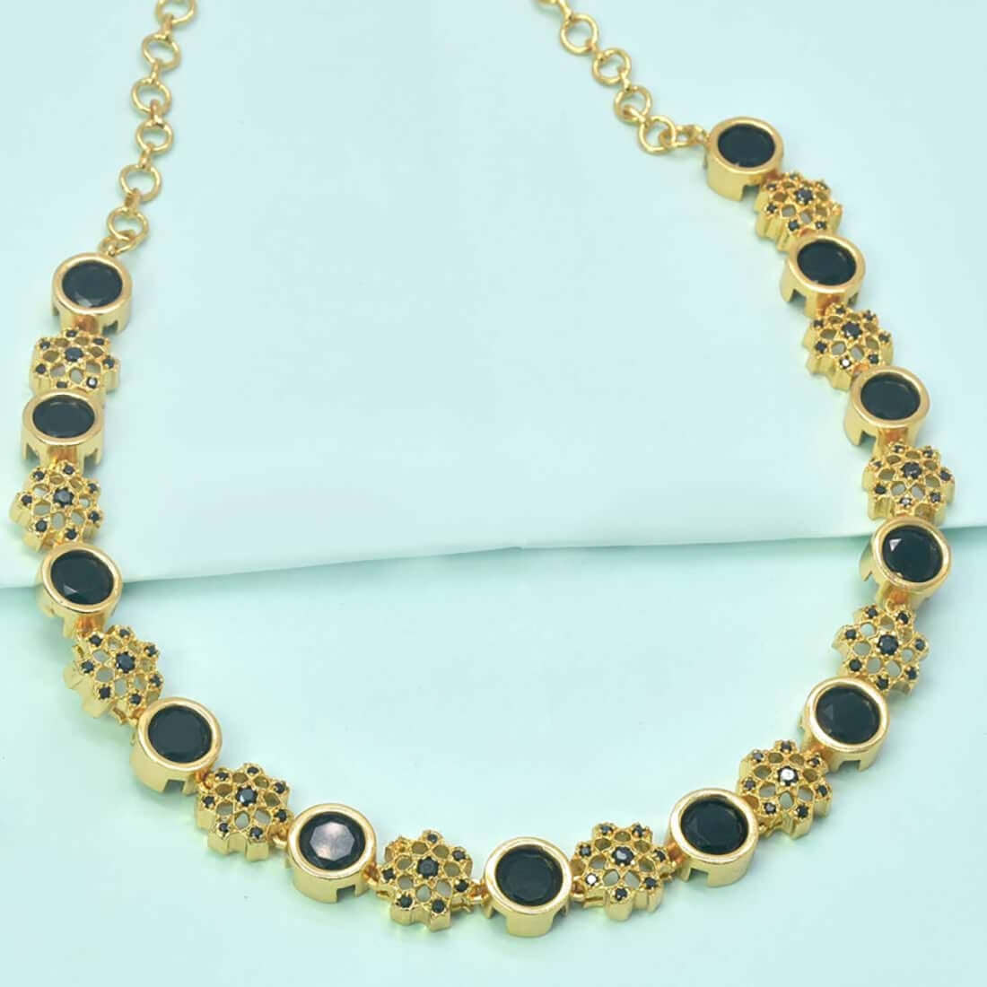 Stylish Black CZ's Premium Fashion Floral Necklace